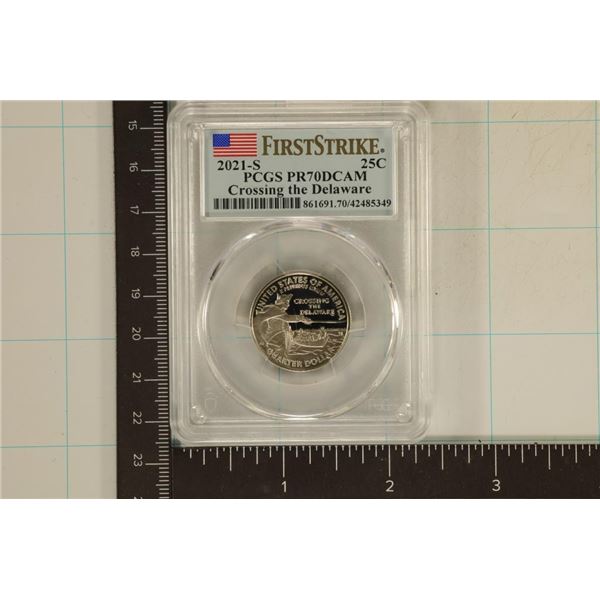 2021-S CROSSING THE DELAWARE QUARTER PCGS PR70