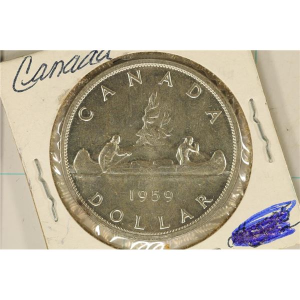 1959 CANADA SILVER DOLLAR .6 OZ. ASW AU/UNC