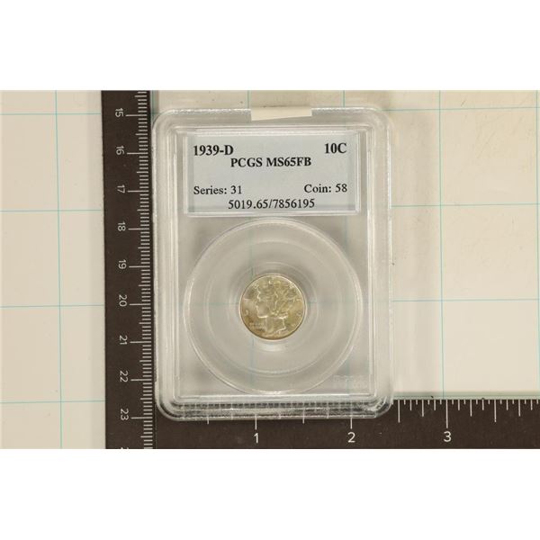 1939-D SILVER MERCURY DIME PCGS MS65FB