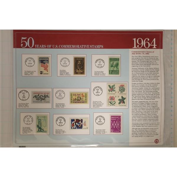6-50 YEARS OF COMMEMORATIVE US STAMP CARDS: 1964,