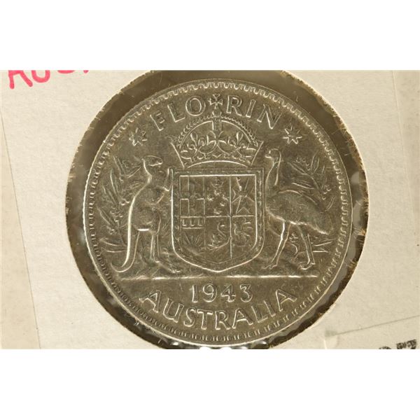 1943 AUSTRALIA SILVER FLORIN .3364 OZ. ASW