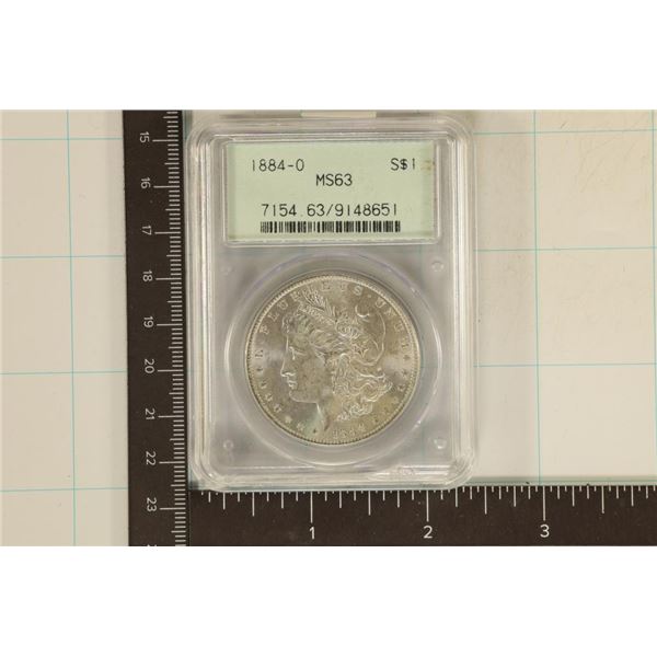 1884-O MORGAN SILVER DOLLAR PCGS MS63 OLD