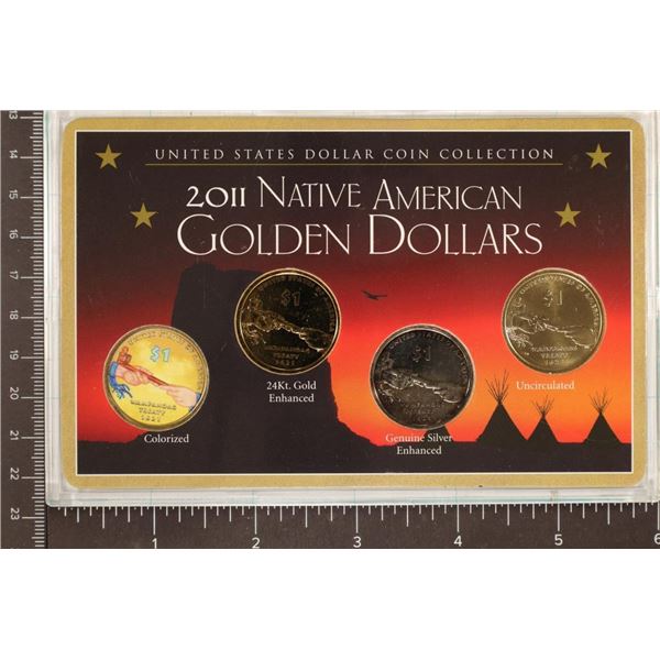 2011 NATIVE AMERICAN GOLDEN DOLLARS WITH 4 COINS: