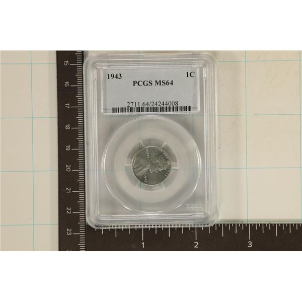 1943 LINCOLN STEEL WAR CENT PCGS MS64
