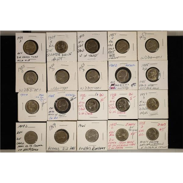 ERRORS: 20 JEFFERSON NICKEL: 1949-1973 INCLUDES