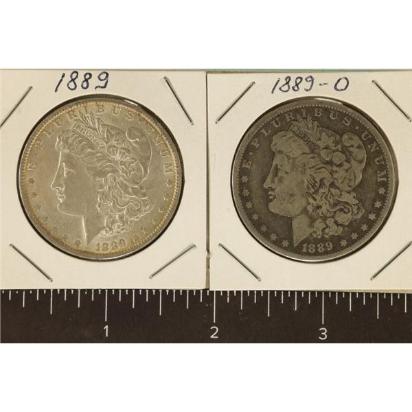 1889 AU AND 1889-O MORGAN SILVER DOLLARS