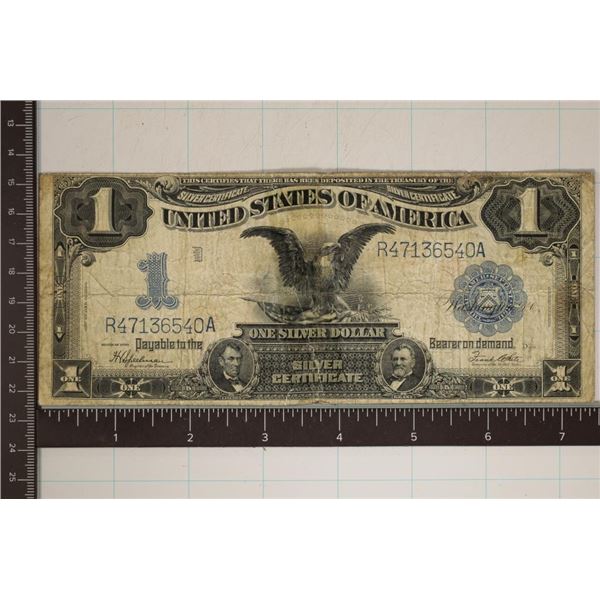 1899 VERTICAL DATE US $1 BLACK EAGLE SILVER CERT.