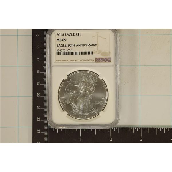 2016 AMERICAN SILVER EAGLE NGC MS69 FROM THE
