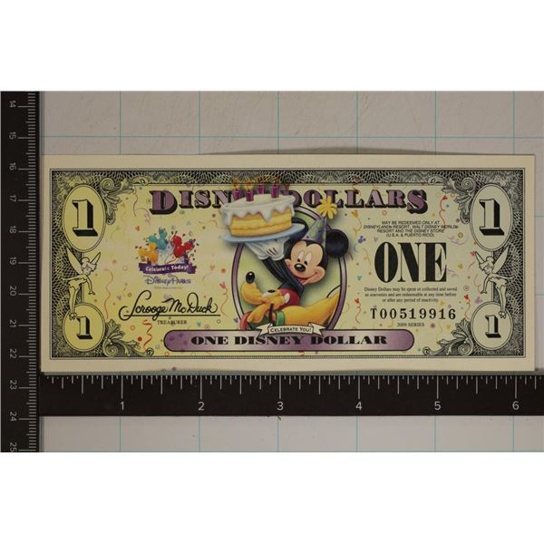 2009 ONE DISNEY DOLLAR "CELEBRATE YOU" CRISP UNC