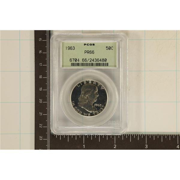 1963 SILVER FRANKLIN HALF DOLLAR PCGS PR66