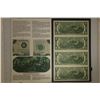 Image 2 : UNCUT SHEET OF 4-1976 US $2 GREEN SEAL BILLS IN