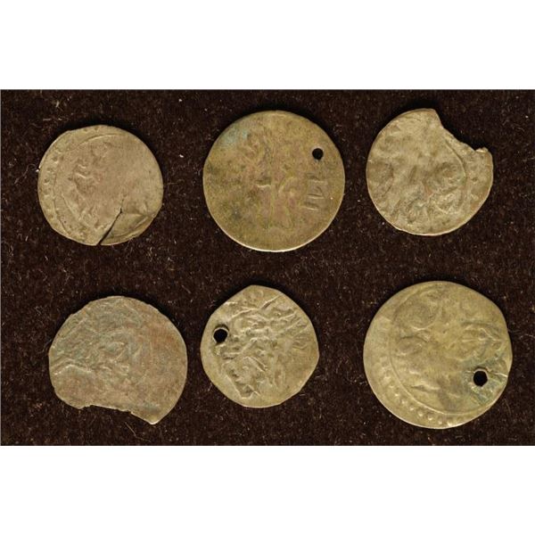 6 SILVER DIME SIZED OTTOMAN EMPIRE PARA COINS: