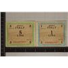 Image 1 : 2-ITALY MILITARY PAYMENT CERTIFICATES: 1 & 5 LIRA