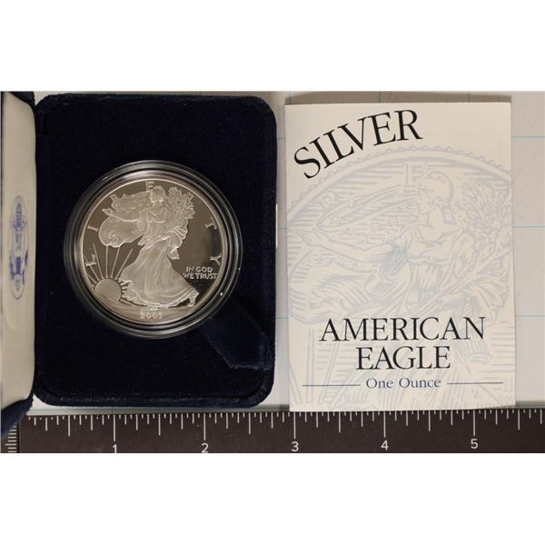 2003-W PROOF AMERICAN SILVER EAGLE WITH CERT. AND