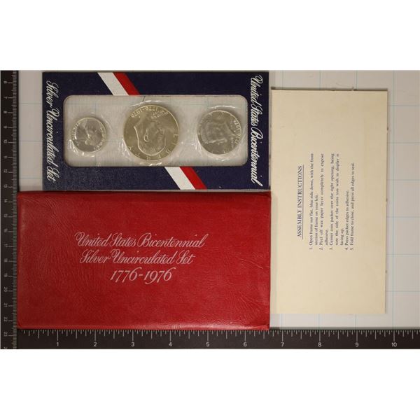 1976 US BICENTENNIAL 3 COIN SILVER UNC SET