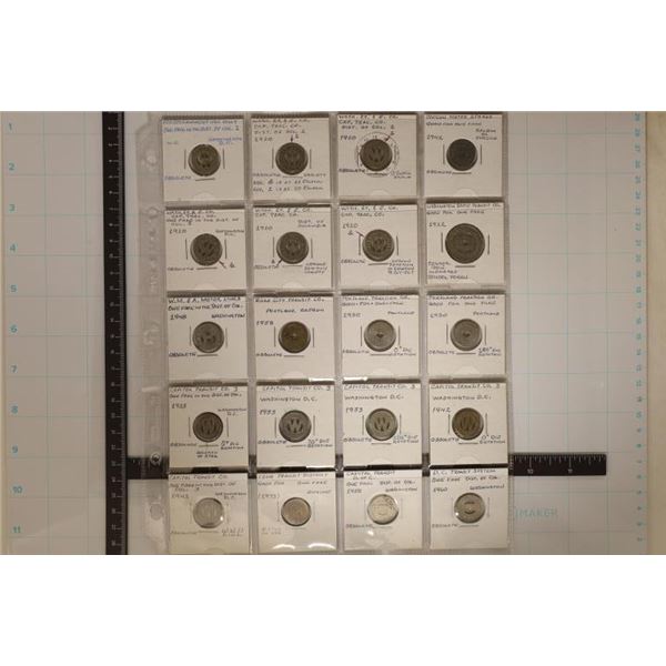 20 TRANSPORTATION TOKENS FROM WASHINGTON, OREGON,