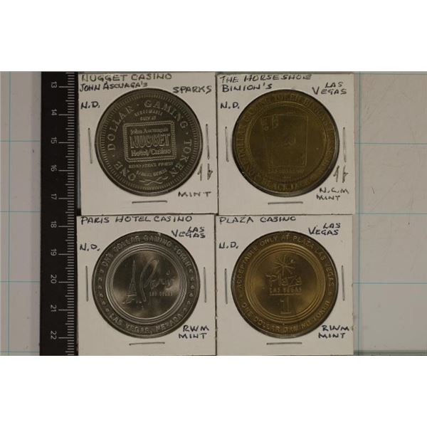 4-$1 METAL CASINO GAMING TOKENS: NUGGET CASINO,