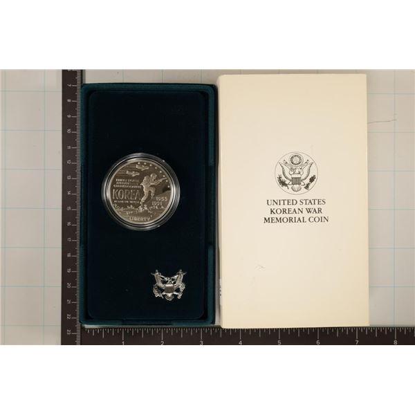 1991-P KOREA WAR PF US SILVER DOLLAR WITH CERT.,