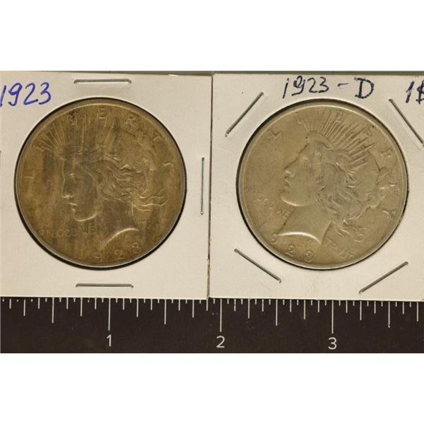 1923 UNC & 1923-D AU PEACE SILVER DOLLARS