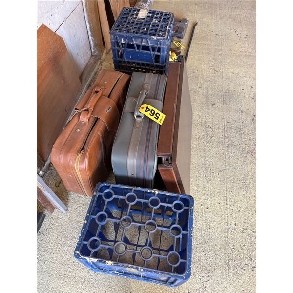 Suit cases & blue crates