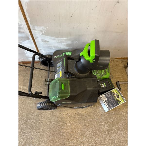 80 Volt battery operated, snowblower c/w extra battery & charger