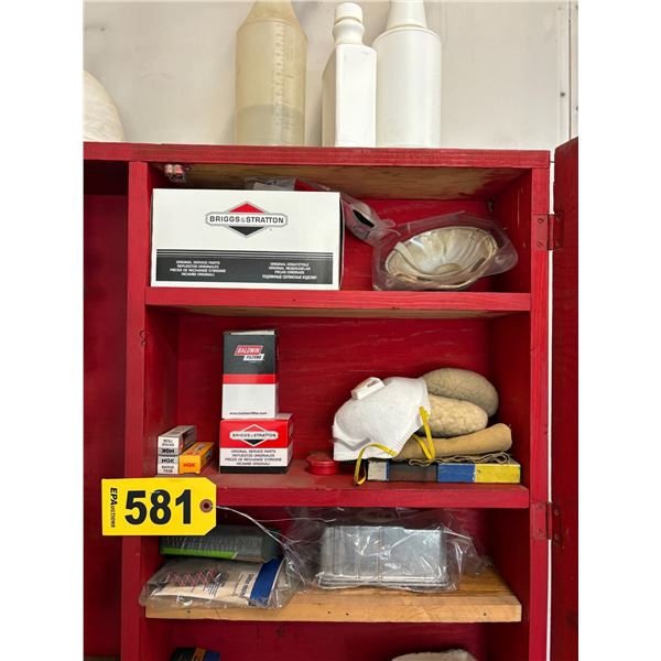 B&S parts & misc. in cabinet  (Red cabinet stays)