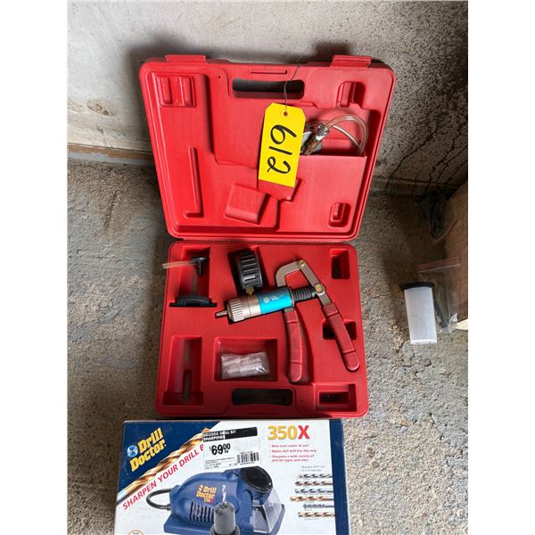 Drill doctor, vacuum press. pump & tooling in red case