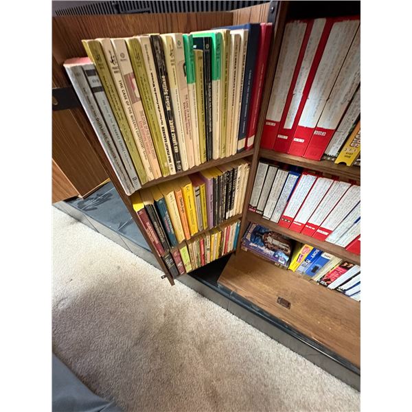 Folding cabinet c/w various book & VHS tapes