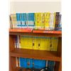 Image 2 : Book shelf c/w qty of Nancy Drew & Hardy Boys novels, elec. Cords & misc.