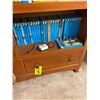 Image 4 : Book shelf c/w qty of Nancy Drew & Hardy Boys novels, elec. Cords & misc.