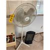 Image 1 : Fan, elec. Space heater, serving tray, sewing kit/foot stool & décor. wall clock
