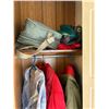 Image 1 : Contents of closet- Jackets, bags, rubber boots etc.