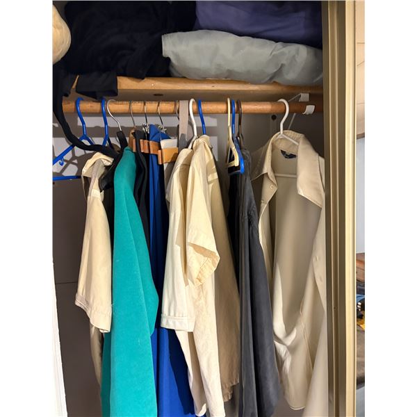 Qty of clothes, laundry hamper & chair