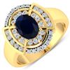 Image 1 : 14KT Yellow Gold 1.3ct Blue Sapphire and Diamond Ring