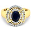 Image 2 : 14KT Yellow Gold 1.3ct Blue Sapphire and Diamond Ring