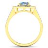 Image 4 : 14KT Yellow Gold 0.96ctw Aquamarine and Diamond Ring