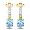 Image 1 : 14KT Yellow Gold 1.02ctw Aquamarine and Diamond Earrings