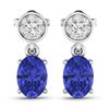 Image 1 : 14KT White Gold 1.24ctw Tanzanite and Diamond Earrings