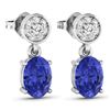 Image 3 : 14KT White Gold 1.24ctw Tanzanite and Diamond Earrings