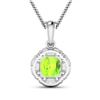 Image 2 : 14KT White Gold 2.02ctw Peridot and Diamond Pendant