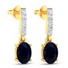 Image 3 : 14KT Yellow Gold 1.5ctw Blue Sapphire and Diamond Earrings