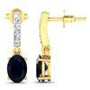Image 4 : 14KT Yellow Gold 1.5ctw Blue Sapphire and Diamond Earrings