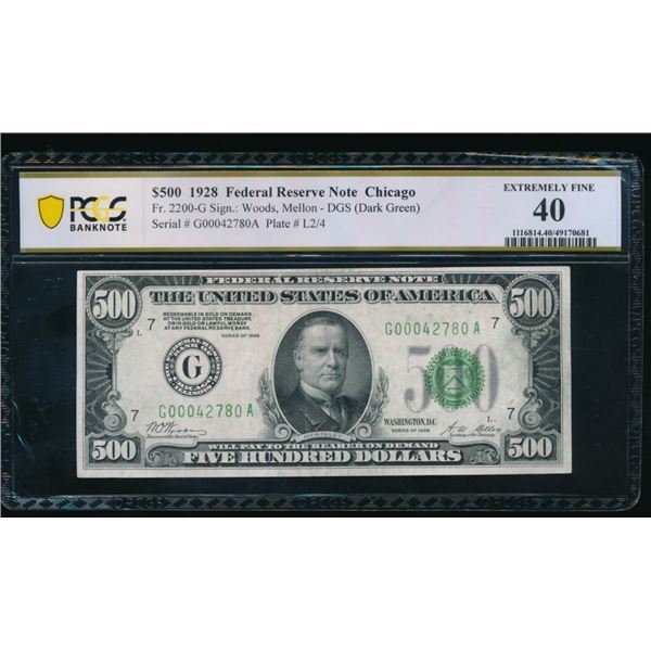 1928 $500 Chicago FRN PCGS 40