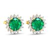 Image 3 : 14KT Yellow Gold 1.36ctw Zambian Emerald and Diamond Earrings
