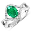 Image 1 : 14KT White Gold 1ctw Zambian Emerald and Diamond Ring