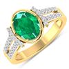 Image 1 : 14KT Yellow Gold 1.53ctw Zambian Emerald and Diamond Ring
