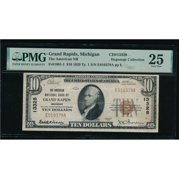 1929 $10 Grand Rapids MI National PMG 25