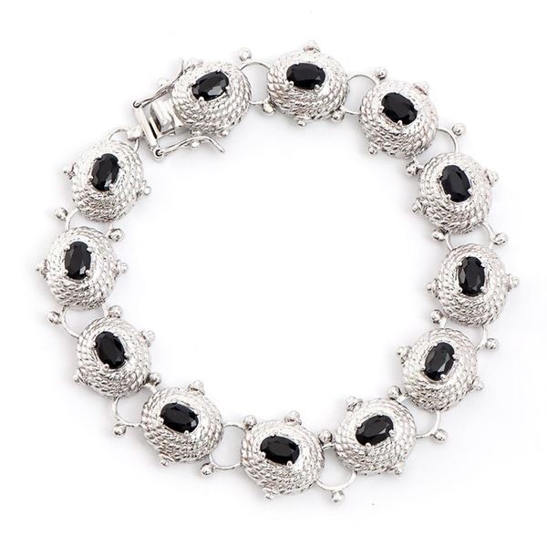 Plated Rhodium 7.45cts Sapphire Bracelet