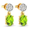 Image 3 : 14KT Yellow Gold 1.26ctw Peridot Topaz and Diamond Earrings
