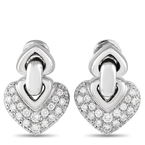 Bvlgari Doppio 18K White Gold 2.25ct Diamond Earrings